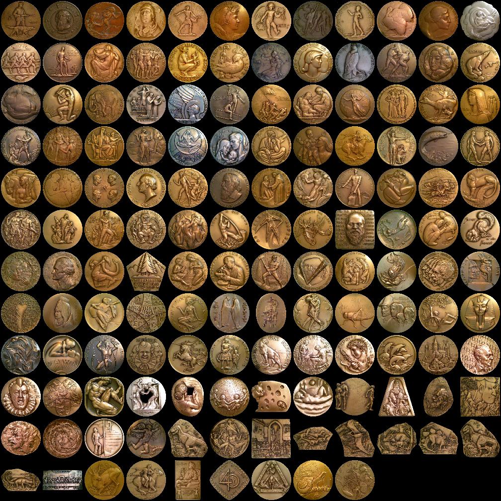 Mosaic of all medals in the series